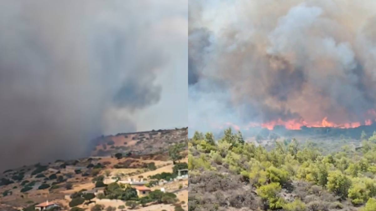 Ανεξέλεγκτη πυρκαγιά στην Κερατέα: Ενισχυμένες δυνάμεις στο πεδίο, 10 πολίτες απεγκλωβίστηκαν