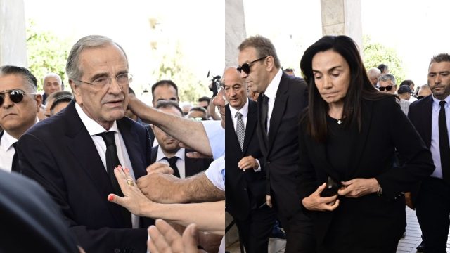 Θρήνος στην κηδεία της Λένας Σαμαρά: Συντετριμμένοι Σαμαράς και Κρητικού λένε το τελευταίο «αντίο» στην μονάκριβη κόρη της