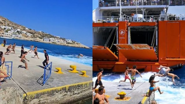 Βίντεο από τη Σίκινο: Λιμενικοί κυνηγούν «απονεριστές» να μην πέφτουν στη θάλασσα όταν φεύγουν τα πλοία