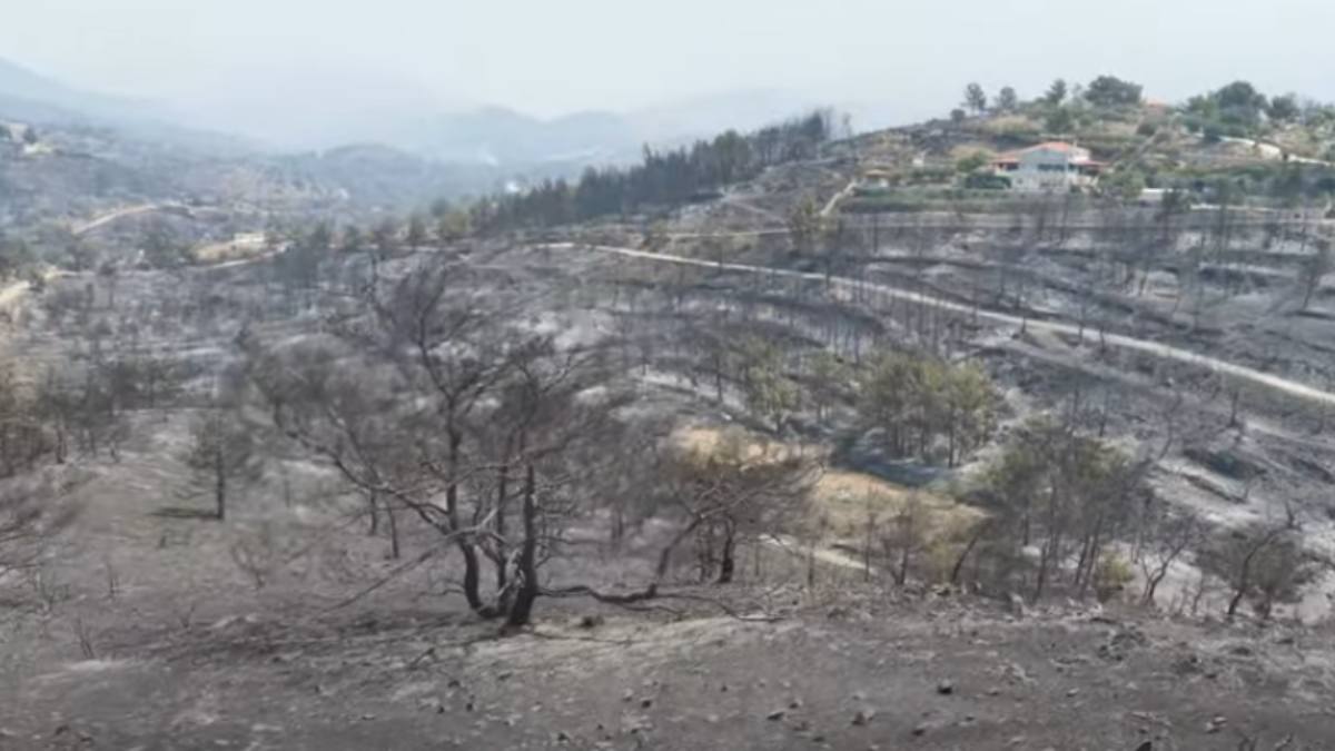 Στάχτη και αποκαΐδια στη Χίο: Drone καταγράφει από ψηλά το μέγεθος της καταστροφής μετά τη φωτιά (video)