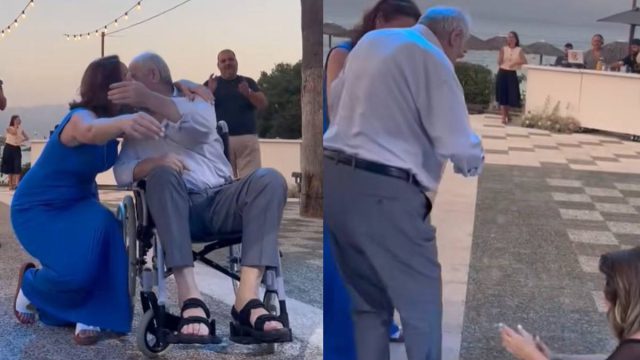Μεγαλείο ψυχής: Πατέρας σε αναπηρικό καροτσάκι σηκώνεται όρθιος και χορεύει ζεϊμπέκικο στο γάμο της κόρης του