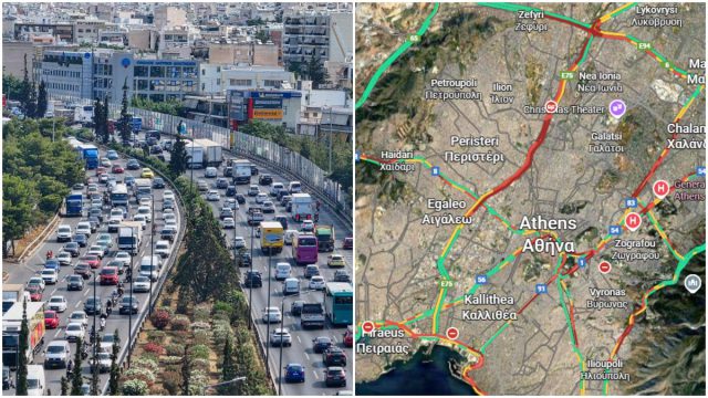 Κίνηση 23/09: «Κατακόκκινοι» οι δρόμοι της Αττικής – Μποτιλιάρισμα σε Κηφισό και Κηφισίας