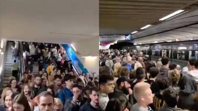Ασφυχτικά γεμάτος ο σταθμός στο Σύνταγμα: Καθυστερήσεις, εντάσεις και το απόλυτο χάος (video)