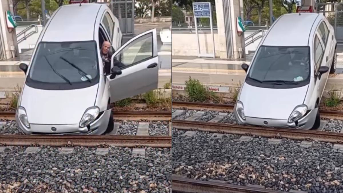 Απίστευτο ατύχημα στην Ιταλία: Όχημα 80χρονου περνάει στο κράσπεδο και πέφτει σε ράγες τρένου (video)