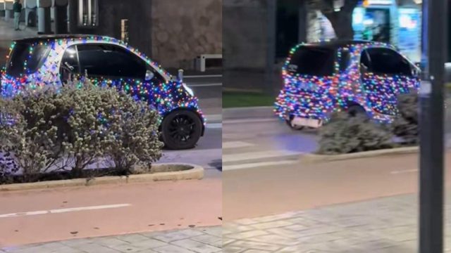 Κάπως υπερβολικό: Τύπος κυκλοφορεί στον δρόμο με το Smart του στολισμένο με λαμπάκια