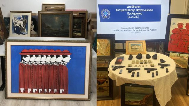 Συλλήψεις από την ΕΛ.ΑΣ.: Κύκλωμα με 480 πλαστούς πίνακες ζωγραφικής, κατασχέθηκαν όπλα και σφαίρες