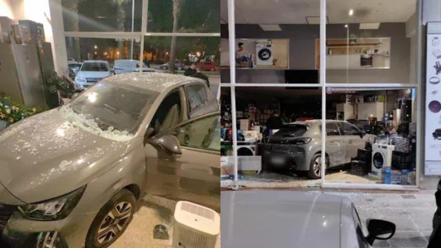 Σοβαρό τροχαίο στο Ναύπλιο: Αυτοκίνητο «εισέβαλε» σε κατάστημα ηλεκτρικών ειδών