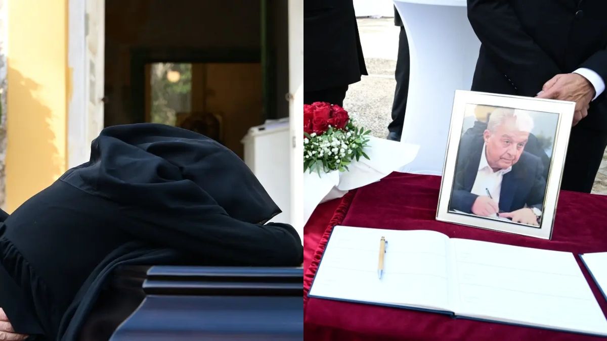 Θλίψη στην κηδεία του Αλέκου Φλαμπουράρη: Σπάραζε πάνω από το φέρετρό του η σύζυγός του