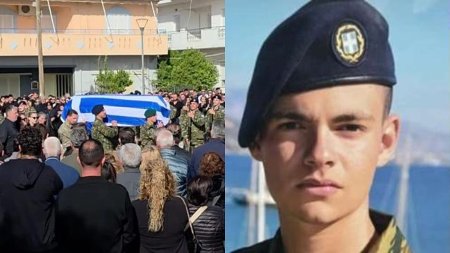 Ανείπωτος πόνος στην κηδεία του 19χρονου που σκοτώθηκε στη Ρόδο – Τύλιξαν με την γαλανόλευκη σημαία το φέρετρό του
