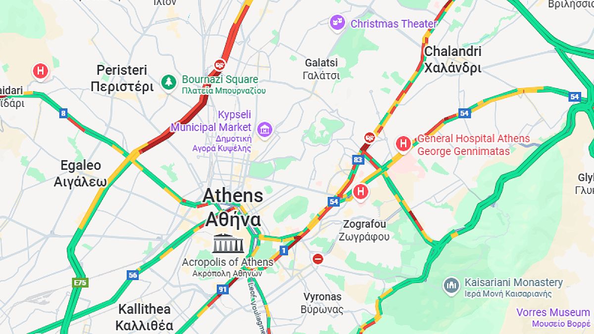 Κίνηση 19/11: Μπλοκαρισμένοι οι δρόμοι της Αττικής – Στο «κόκκινο» Κηφισός και Λεωφόρος Αθηνών