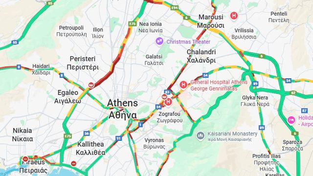 Κίνηση 26/11: «Κατακόκκινοι» οι δρόμοι της Αττικής – Προβλήματα σε Κηφισό, Κηφισίας και Μεσογείων
