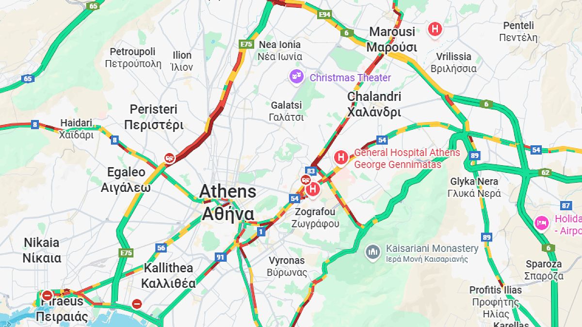 Κίνηση 26/11: «Κατακόκκινοι» οι δρόμοι της Αττικής – Προβλήματα σε Κηφισό, Κηφισίας και Μεσογείων
