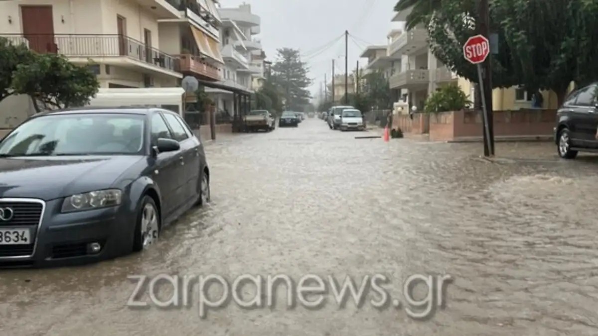 Η κακοκαιρία «σαρώνει» την Κρήτη: Δρόμοι… ποτάμια σε Ηράκλειο και Χανιά