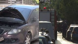 Πλάνα από το αυτοκίνητο του σωφρονιστικού υπαλλήλου στη Νίκαια – H χειροβομβίδα είναι αμυντικού τύπου και έχει μεγάλη εμβέλεια