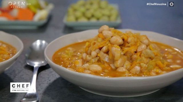 Συνταγή για χάντρες κοκκινιστές με λαχανικά από τον Βαγγέλη Δρίσκα