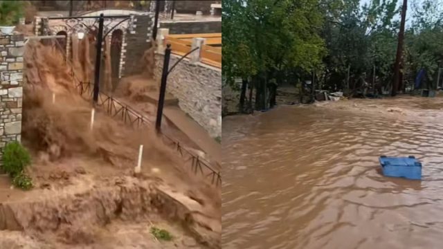 Κακοκαιρία: Η «Adel» έπληξε τη Θάσο – Κατεστραμμένοι δρόμοι, πλημμυρισμένα σπίτια και εικόνες απόλυτου χάους