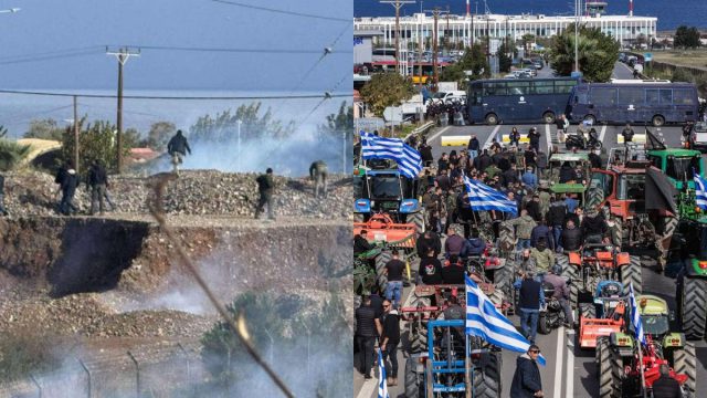 Επεισόδια μεταξύ αγροτών και αστυνομίας: Προσπάθεια αποκλεισμού στο αεροδρόμιο Ηρακλείου – Με τρακτέρ έξω από το γραφείο του Τσιάρα