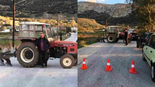 «Το τρακτέρ είναι στο δρόμο και μάχιμο»: Αγρότης έστησε μόνος του μπλόκο στην Αμοργό