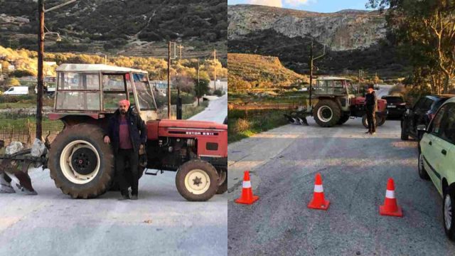 «Το τρακτέρ είναι στο δρόμο και μάχιμο»: Αγρότης έστησε μόνος του μπλόκο στην Αμοργό