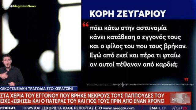«Κόλαφος» η κόρη των νεκρών ηλικιωμένων στο Κερατσίνι: «Οι γονείς μου ήταν οι χειρότεροι, δεχόμουν bullying»