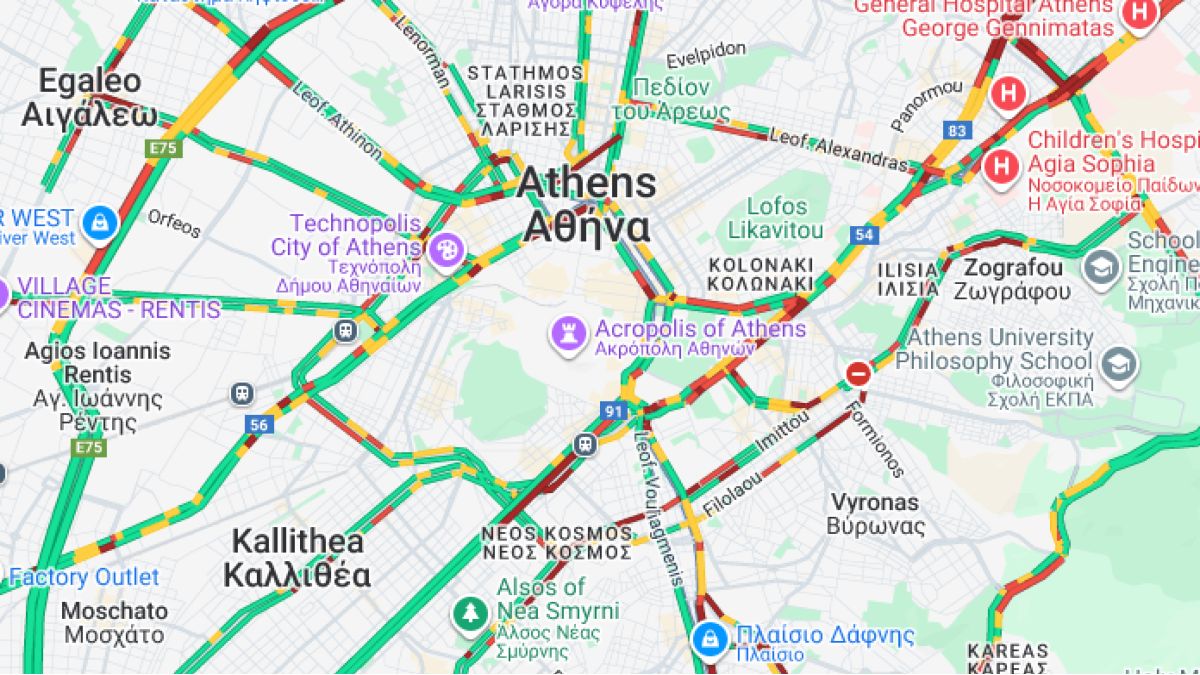 Κίνηση 11/12: Σοβαρή κυκλοφοριακή επιβάρυνση σε Κηφισό και Κηφισίας – Προβλήματα και στην Αττική Οδό