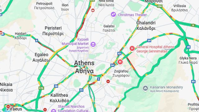 Κίνηση στους δρόμους 23/12: Στο «κόκκινο» ο Κηφισός, προβλήματα σε Πειραιά και Λ. Αθηνών
