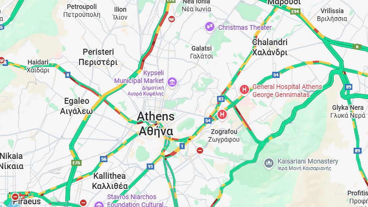 Κίνηση στους δρόμους 23/12: Στο «κόκκινο» ο Κηφισός, προβλήματα σε Πειραιά και Λ. Αθηνών