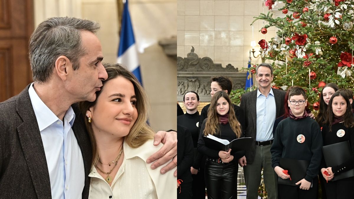 Ο Κυριάκος Μητσοτάκης άκουσε τα χριστουγεννιάτικα κάλαντα στο Μέγαρο Μαξίμου – Στο πλευρό του η οικογένειά του