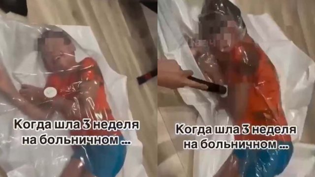 Βίντεο σοκ: Μητέρα έβαλε τον γιο της σε σακούλα και ρούφηξε από μέσα στον αέρα