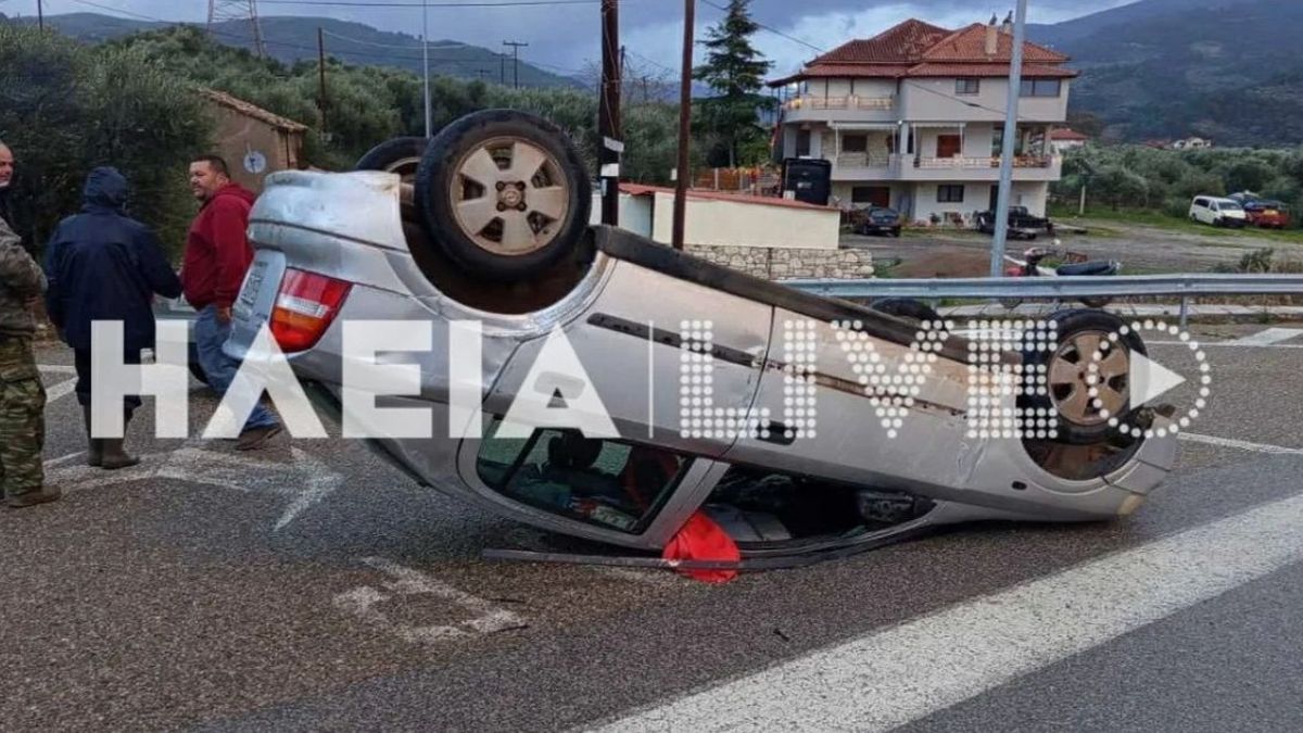 Εικόνες Αποκάλυψης στην Ηλεία: Ανεμοστρόβιλος αναποδογύρισε αυτοκίνητο εν κινήσει