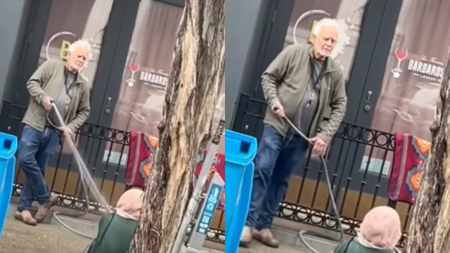 Ιδιοκτήτης γκαλερί καταβρέχει μετανάστρια έξω από το μαγαζί του για να την διώξει