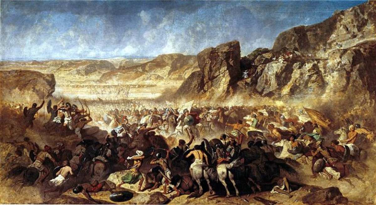 Πίνακας του Jean-Adrien Guignet που απεικονίζει τους αρχαίους Έλληνες Μυρίους να πανηγυρίζουν στο όρος Θήχης αντικρίζοντας τη θάλασσα του Ευξείνου Πόντου
