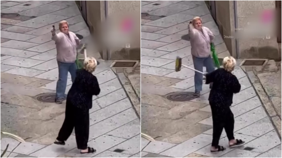 Επικός τσακωμός: Γιαγιάδες πλακώνονται στη μέση του δρόμου – Η μια κρατάει σκούπα κι η άλλη σπρέι