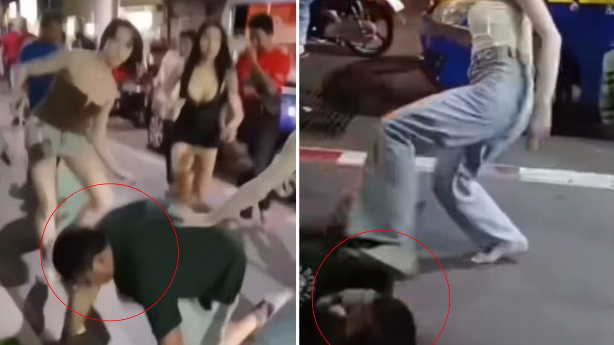 Ινδός τουρίστας τρώει ξύλο στην Ταϊλάνδη στη μέση του δρόμου 