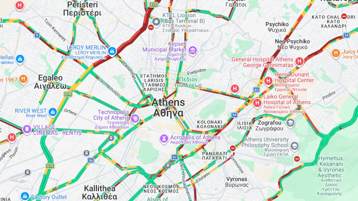 Στο «κόκκινο» οι δρόμοι