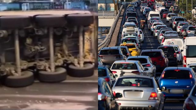 Κίνηση 06/02: Ανατροπή φορτηγού στην Εθνική Οδό Αθηνών – Λαμίας – Ουρές χιλιομέτρων και μεγάλες καθυστερήσεις
