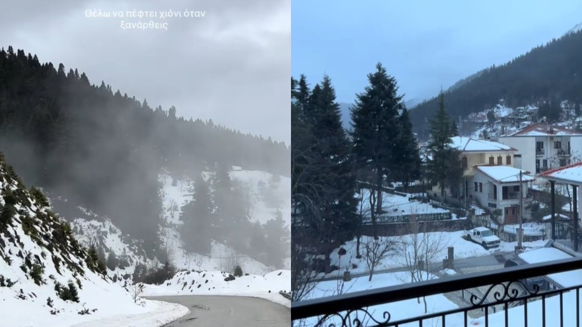 Ονειρικές εικόνες από Ελάτη και Περτούλι σε χιονισμένο σκηνικό