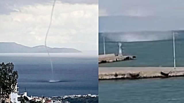 Δέος στη Ραφήνα: Εντυπωσιακές εικόνες και βίντεο από τον υδροστρόβιλο που «μάγεψε» τους κατοίκους