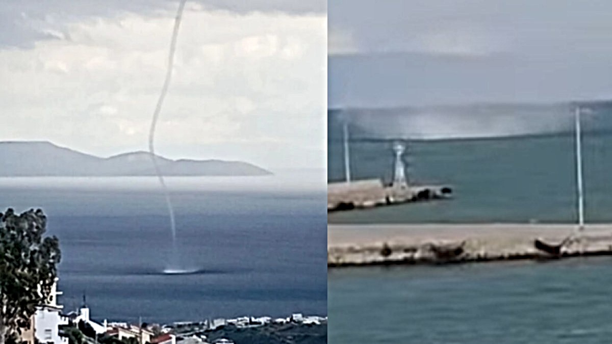 Δέος στη Ραφήνα: Εντυπωσιακές εικόνες και βίντεο από τον υδροστρόβιλο που «μάγεψε» τους κατοίκους
