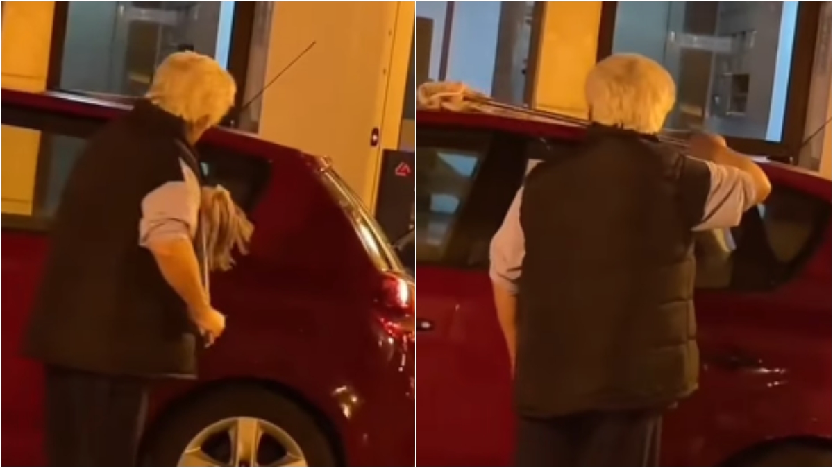 Αν είναι δυνατόν: Παππούς πλένει το αμάξι με… σφουγγαρίστρα!