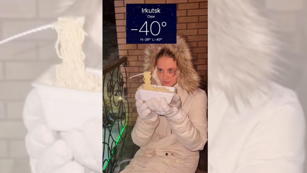 Στη Σιβηρία κάνει τόσο κρύο που τα μακαρόνια παγώνουν στον αέρα και ιδού η απόδειξη