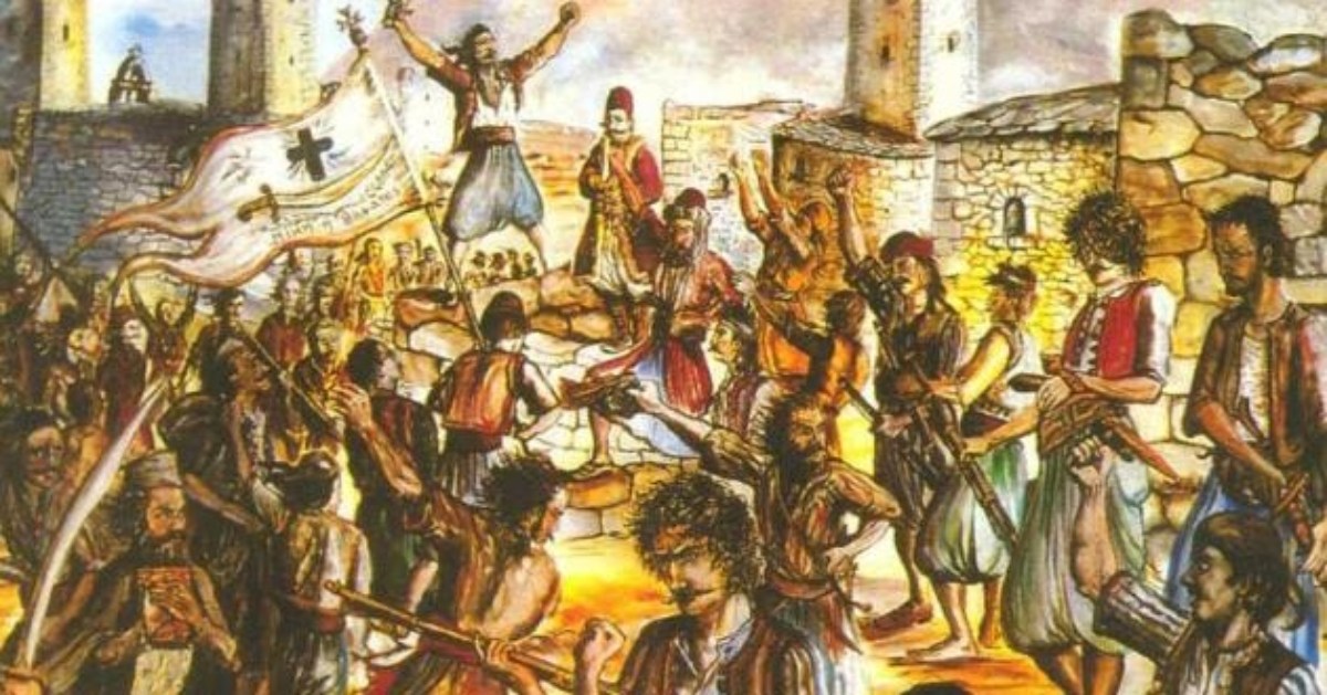 Μετά τη θεία λειτουργία και την ευλογία των όπλων, υψώθηκε η σημαία της Μάνης: λευκή, με έναν γαλάζιο σταυρό στη μέση και τα ιστορικά συνθήματα «Νίκη ή Θάνατος» και το αρχαιοπρεπές «Ταν ή επί Τας»