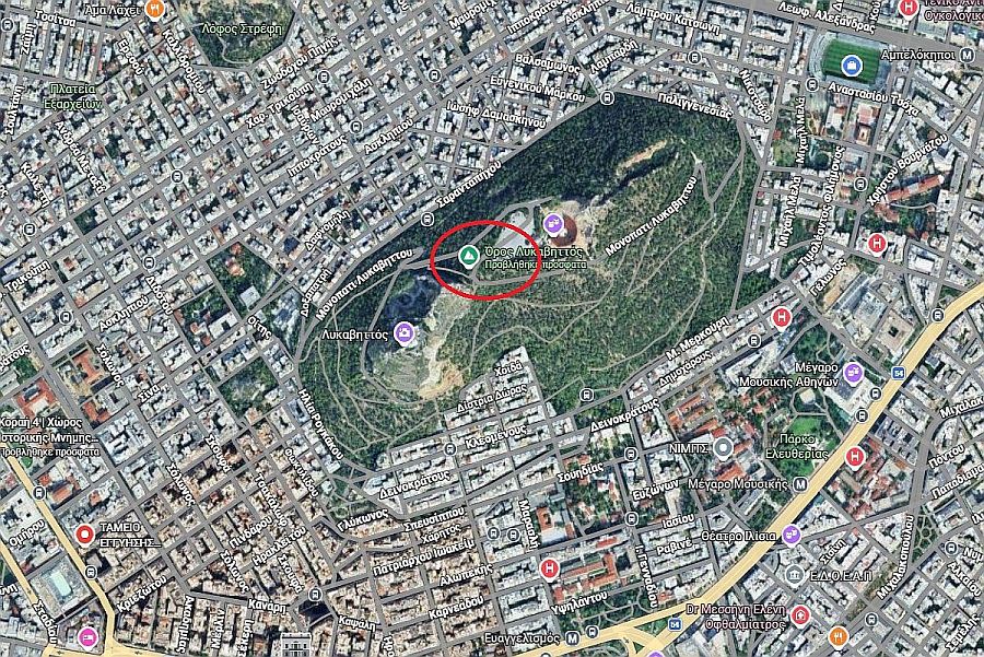 Στον κόκκινο κύκλο που βρίσκεται το καταφύγιο