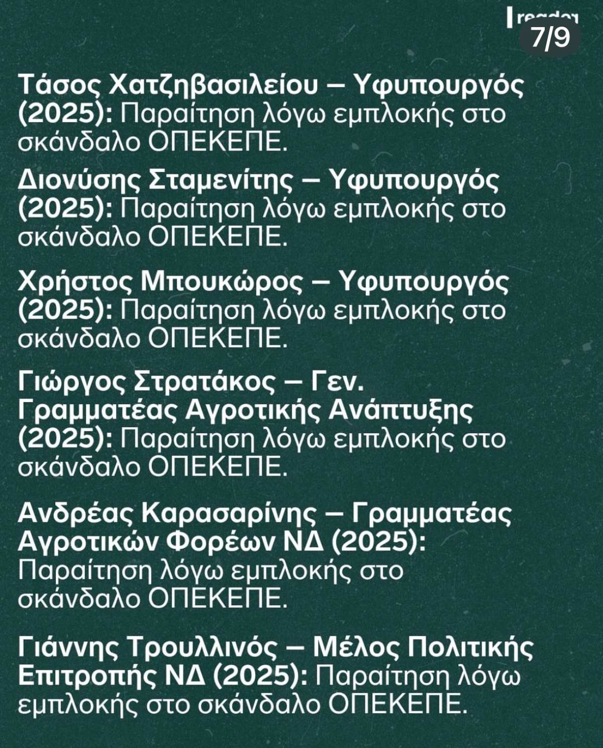 Λίστα παραιτήσεων κυβέρνησης Μητσοτάκη