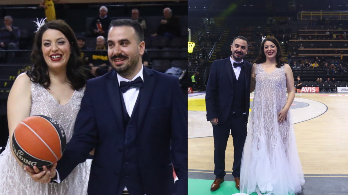 Από την εκκλησία πήγαν στο γήπεδο της ΑΕΚ για… σουτάκια: Viral το νιόπαντρο ζευγάρι