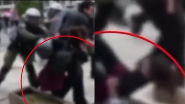 Σκληρό βίντεο με άντρα των Ματ να χτυπάει κοπέλα έξω από το Εφετείο, στην δίκη για την έκρηξη στους Αμπελόκηπους