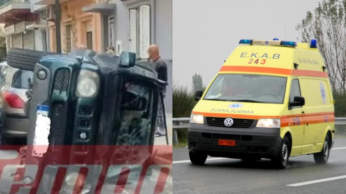 Στιγμές αγωνίας στην Πάτρα: Οικογένεια εγκλωβίστηκε μετά από τροχαίο – Οδηγός παραβίασε το στοπ και έκανε το τζιπ τους να αναποδογυρίσει