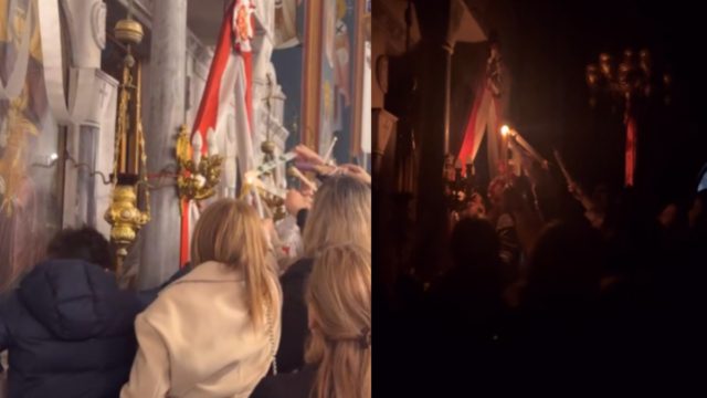 Απρόοπτο σε εκκλησία στην Εύβοια: Ο ενθουσιασμός των πιστών έσβησε προσωρινά το Άγιο Φως στα χέρια του ιερέα – Δείτε το viral βίντεο