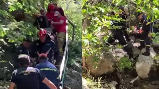 Συγκλονιστική επιχείρηση διάσωσης 58χρονης στο Φαράγγι του Ρίχτη (βίντεο)