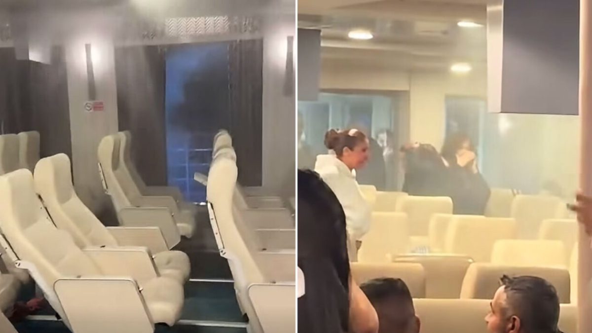 Οι επιβάτες προσπαθούσαν να καλυφθούν για να μην βραχούν